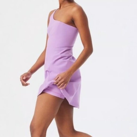 Outdoor Voices One Shoulder Lavender Athletic Workout Shorts Dress - Picture 2 of 11